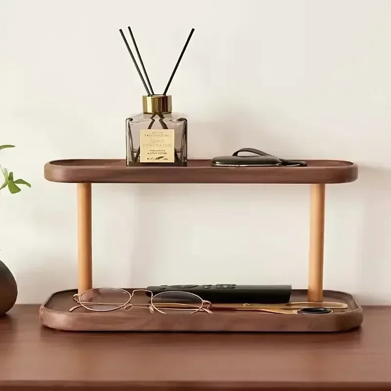 2-Tier Wooden Desk Organizer - Vanity & Display Shelf