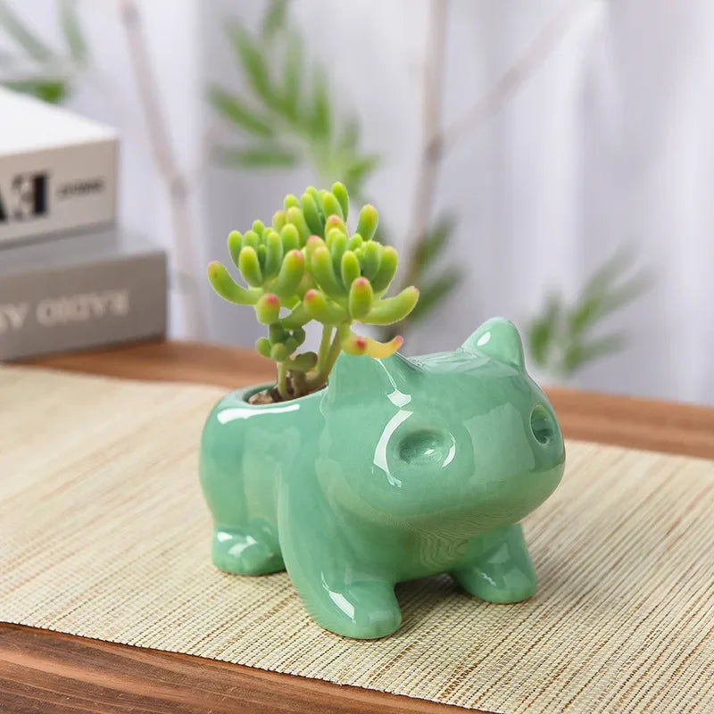 Cute Ceramic Mini Succulent Planter with Drainage