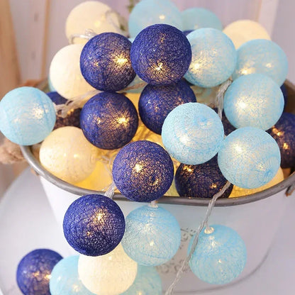20LED Cotton Ball Fairy String Lights – Blue, 3m / 20 LEDs, China Mainland