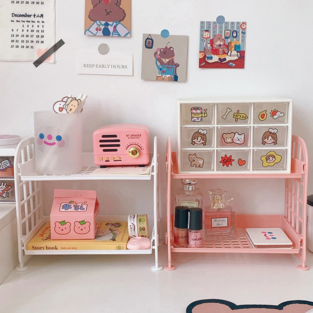 Desktop Storage Shelf Rack - 2-Tier Desk Organizer