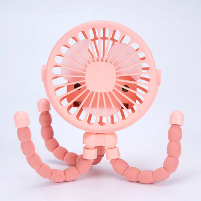 Cute Octopus USB Rechargeable Mini Fan – Pink