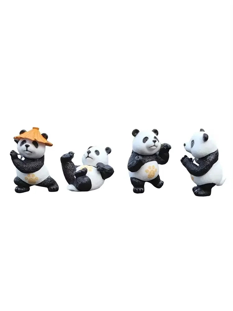 4-Piece Panda Car Dashboard Ornament Set – Black Panda