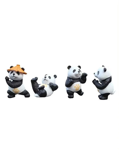 4-Piece Panda Car Dashboard Ornament Set – Black Panda