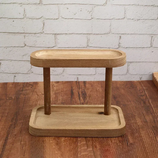 2-Tier Wooden Desk Organizer - Vanity & Display Shelf