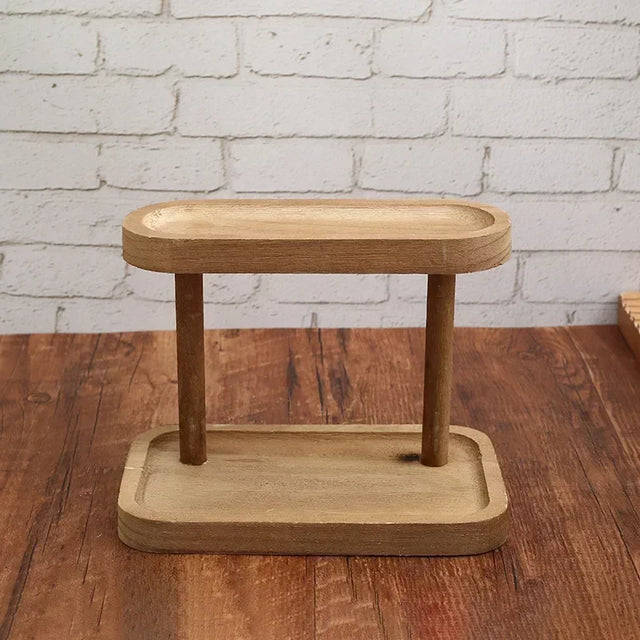 2-Tier Wooden Desk Organizer - Vanity & Display Shelf
