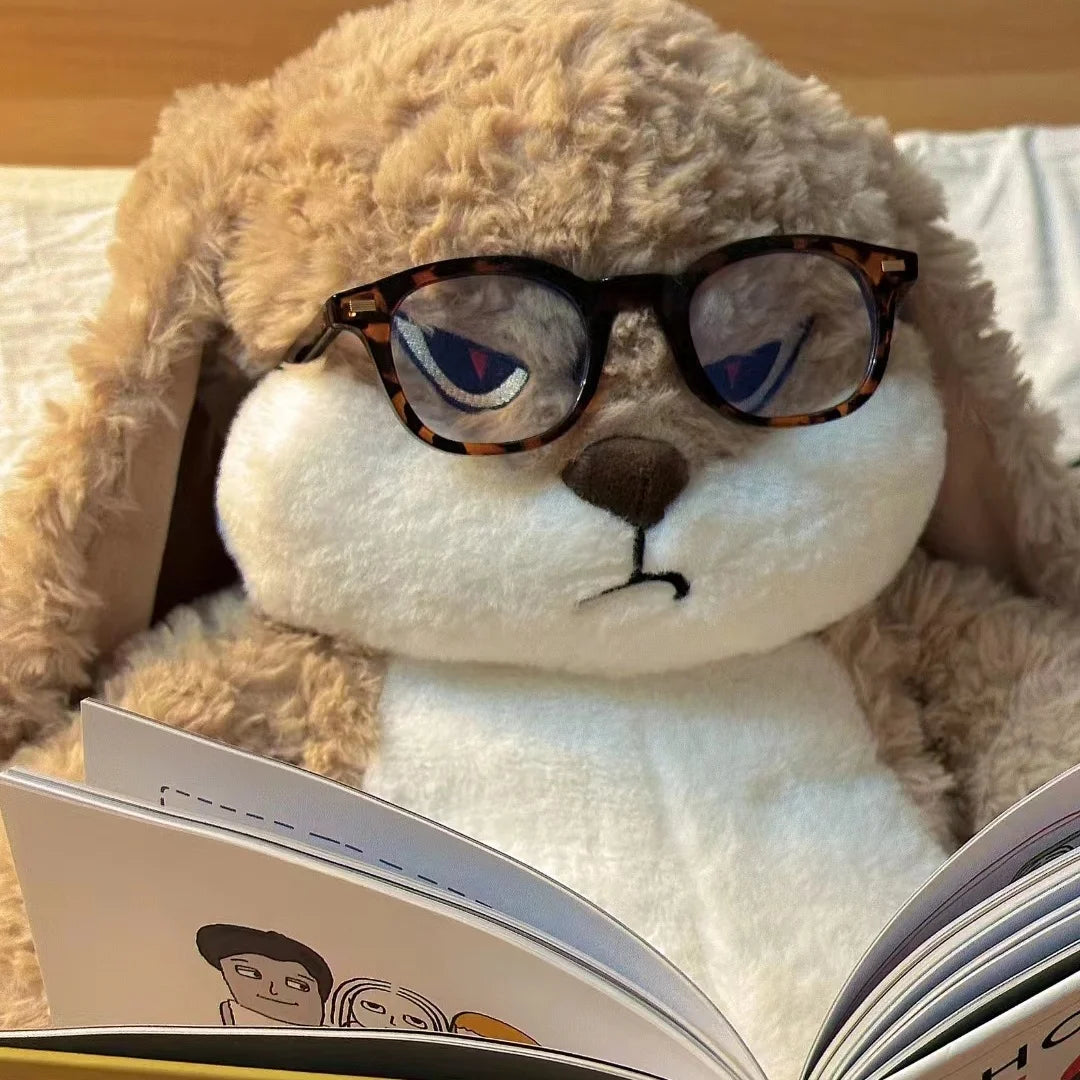 Grumpy Long-Ear Bunny Plush - Angry Rabbit Stuffed Toy