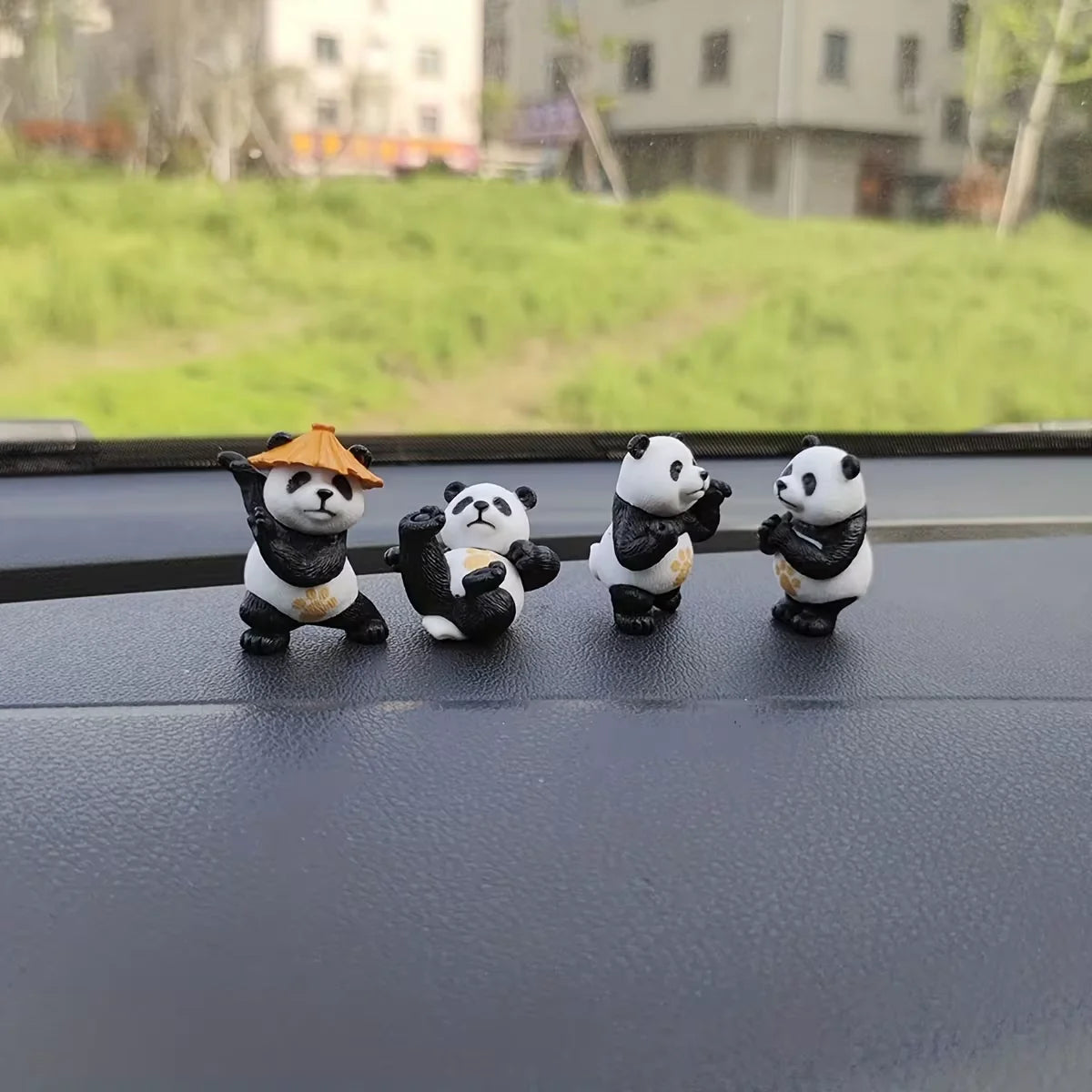 4-Piece Panda Car Dashboard Ornament Set