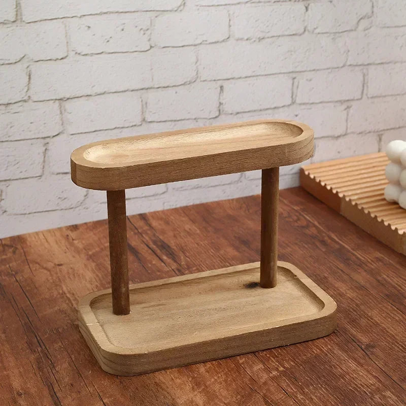 2-Tier Wooden Desk Organizer - Vanity & Display Shelf