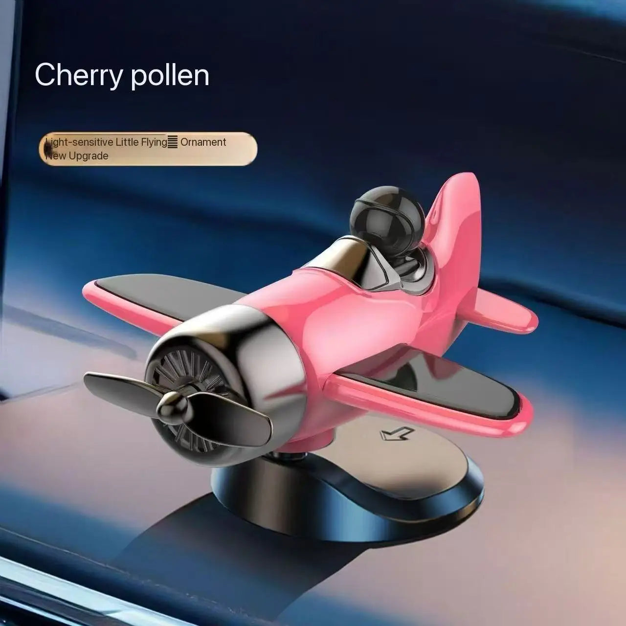Solar-Powered 360° Rotating Mini Fan Dashboard Ornament – pink 1pc