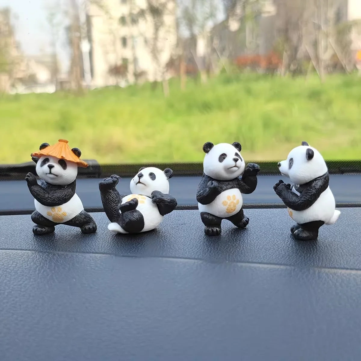 4-Piece Panda Car Dashboard Ornament Set