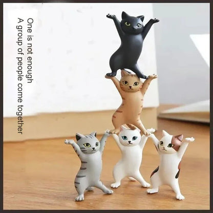 5pcs Dancing Cat Figures - Cute Desk Decor Set