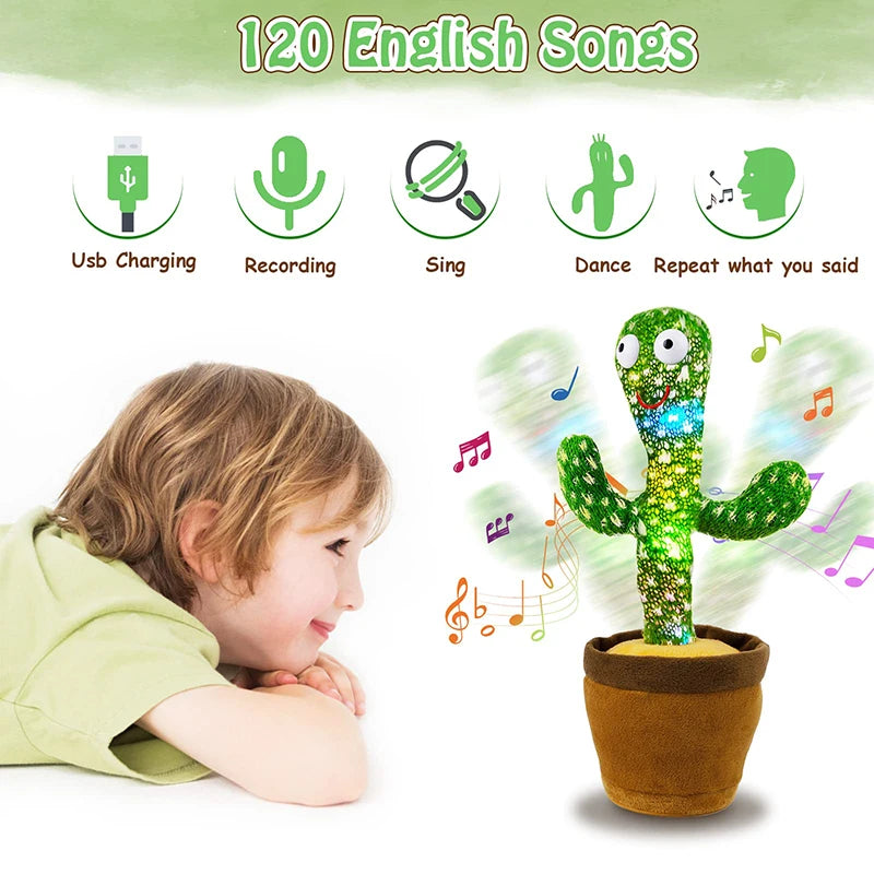 Dancing Cactus Toy - Singing 120 Songs Light-Up Plush