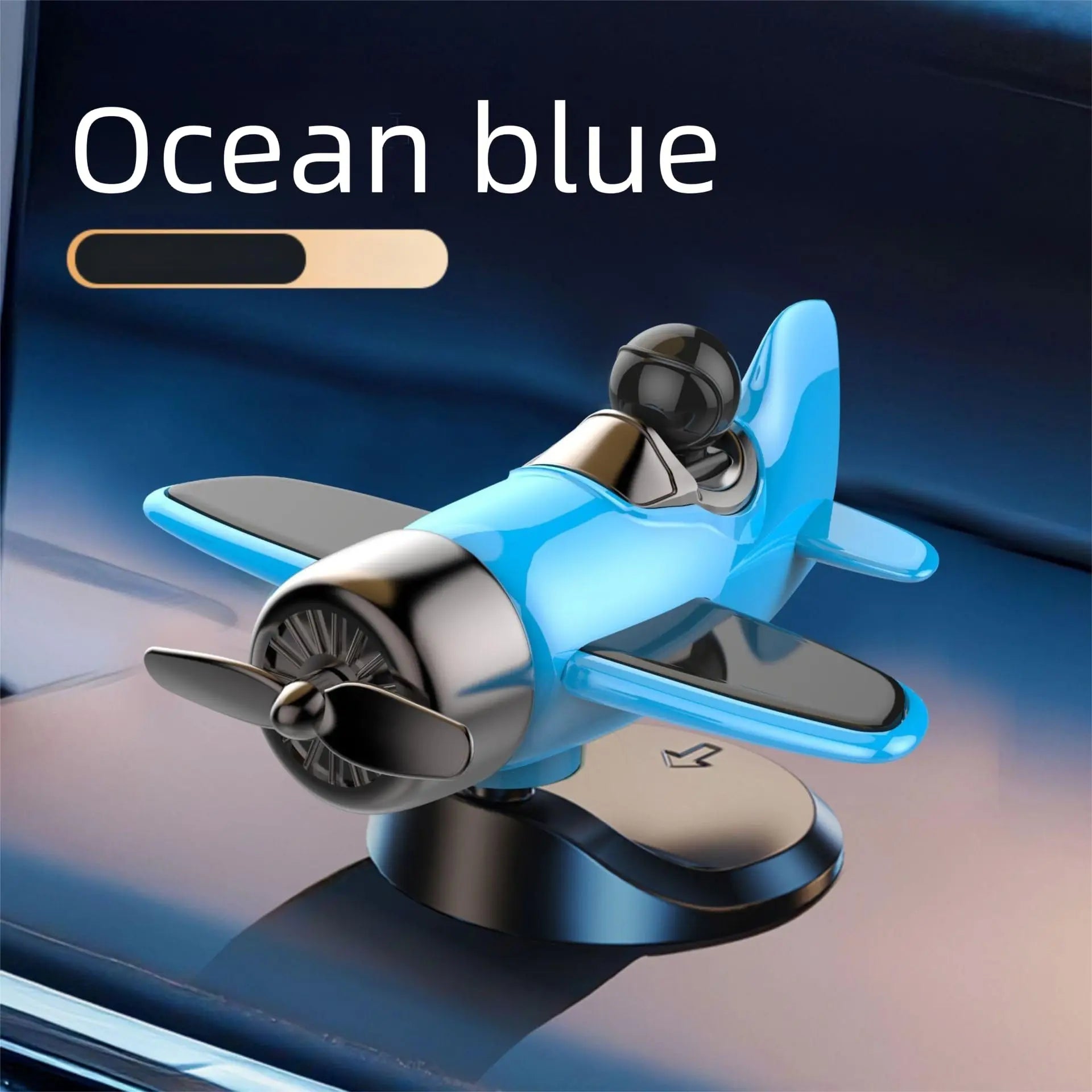 Solar-Powered 360° Rotating Mini Fan Dashboard Ornament – Blue 1pcs