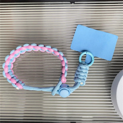 Handwoven Wrist Strap Phone Lanyard – blue pink
