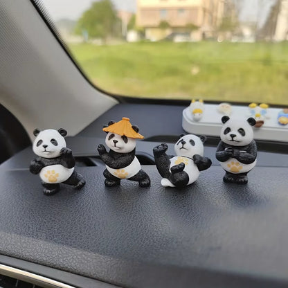 4-Piece Panda Car Dashboard Ornament Set