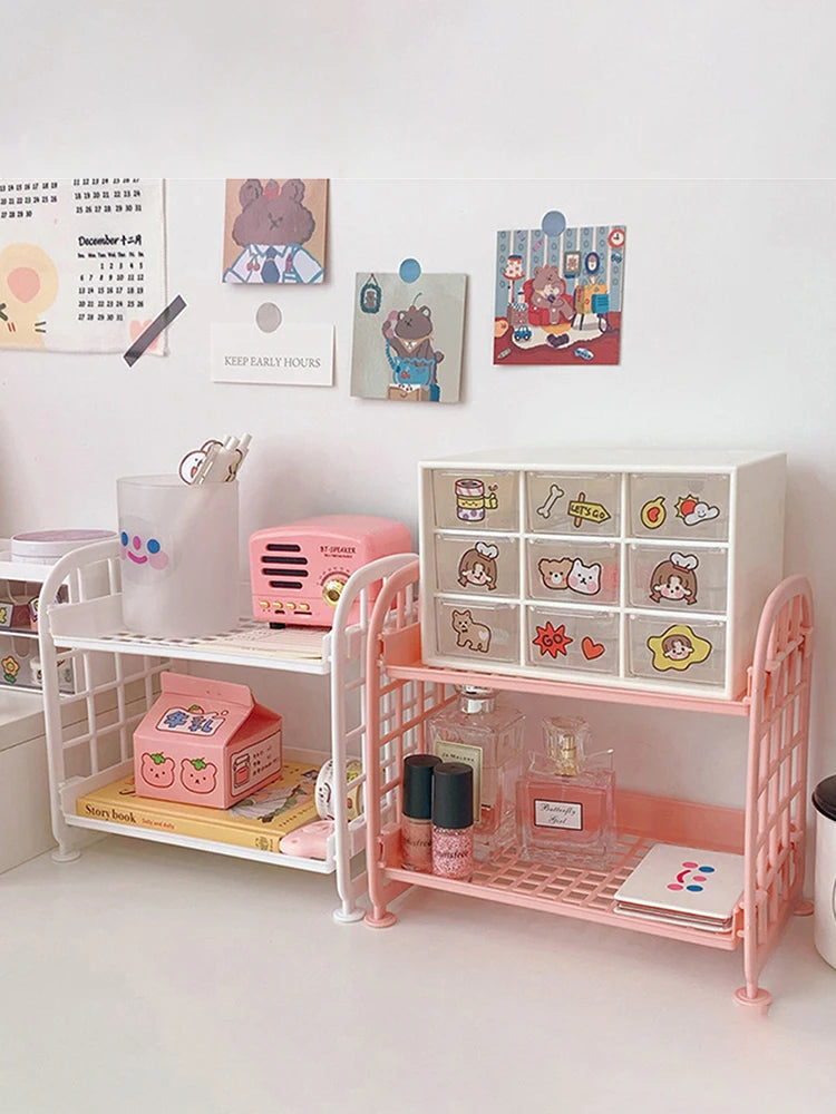 Desktop Storage Shelf Rack - 2-Tier Desk Organizer