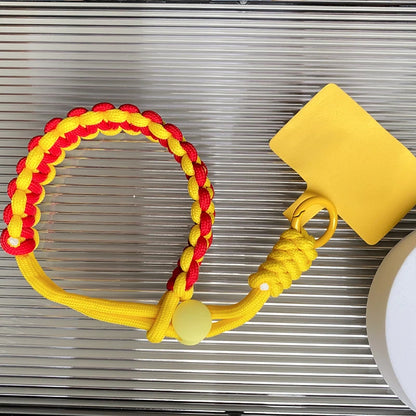 Handwoven Wrist Strap Phone Lanyard – Geometric Yellow