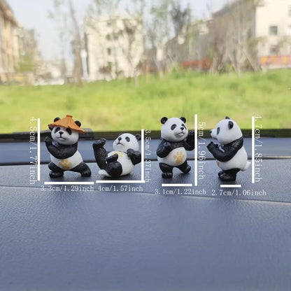 4-Piece Panda Car Dashboard Ornament Set