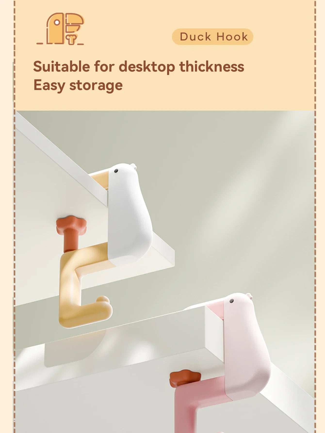 Duck Hook Desk Hanger - Cute Animal Bag Holder