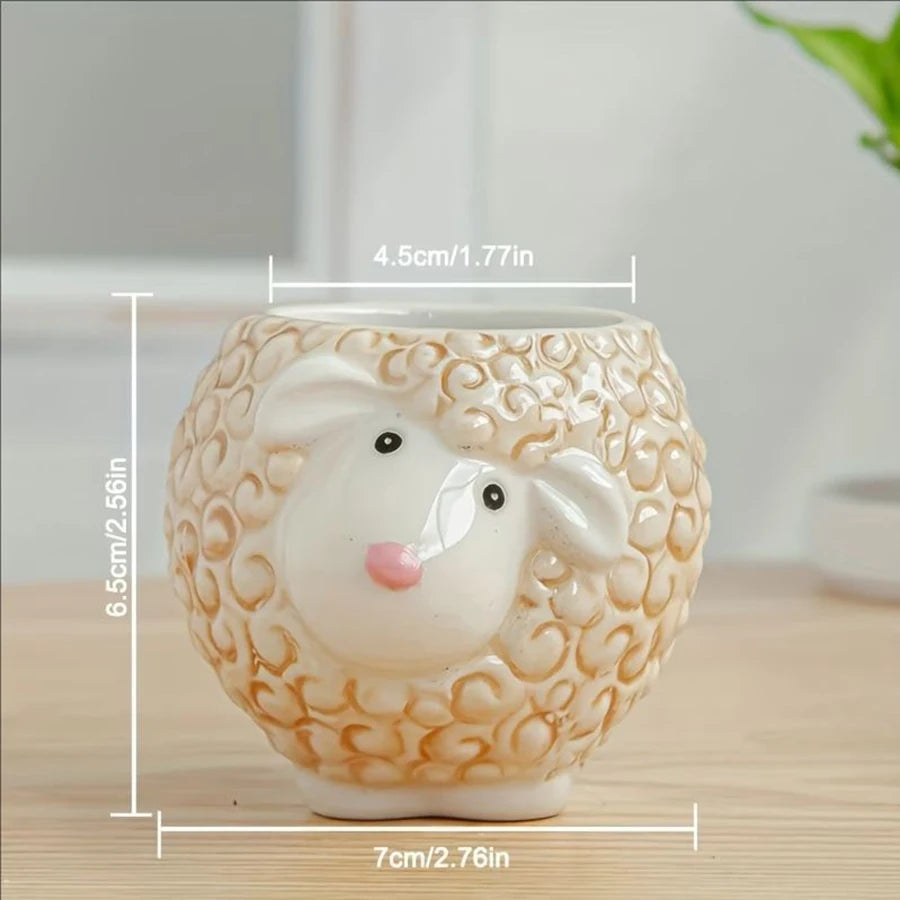 Cute Animal-Themed Ceramic Succulent Planter – Sheep