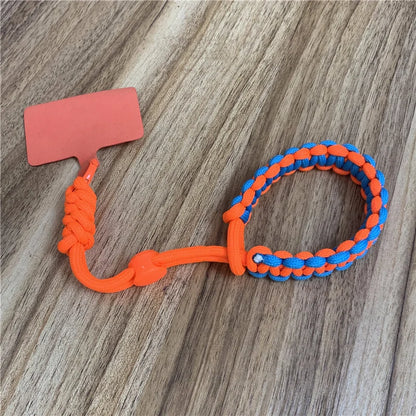 Handwoven Wrist Strap Phone Lanyard – Geometric Blue