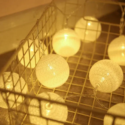20LED Cotton Ball Fairy String Lights – Warm White, 3m / 20 LEDs, China Mainland
