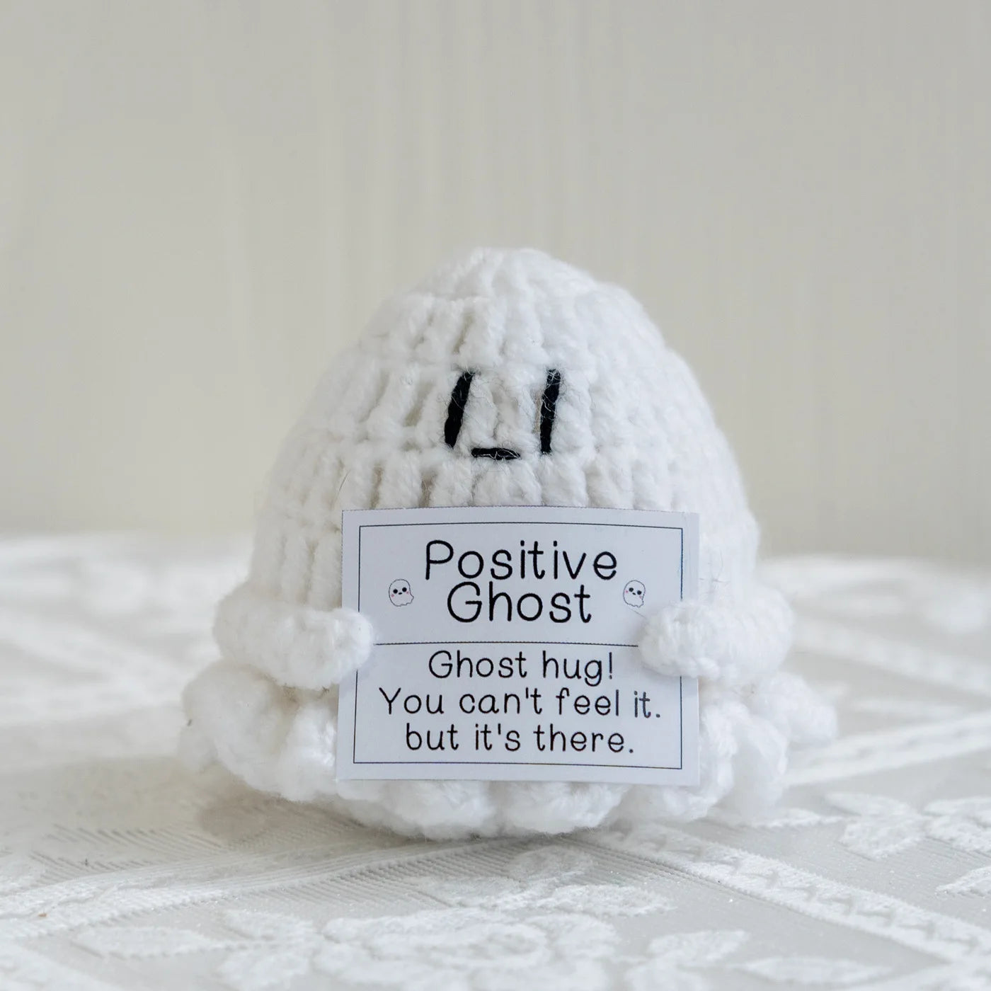 Handmade Crochet Positive Energy Shark Doll – Ghost (White)