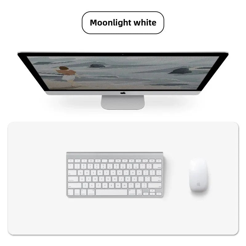 Large Office Desk Protector Mat - Vegan Leather Mouse Pad – WHITE