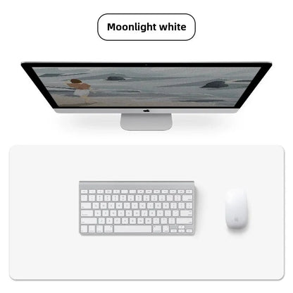 Large Office Desk Protector Mat - Vegan Leather Mouse Pad – WHITE