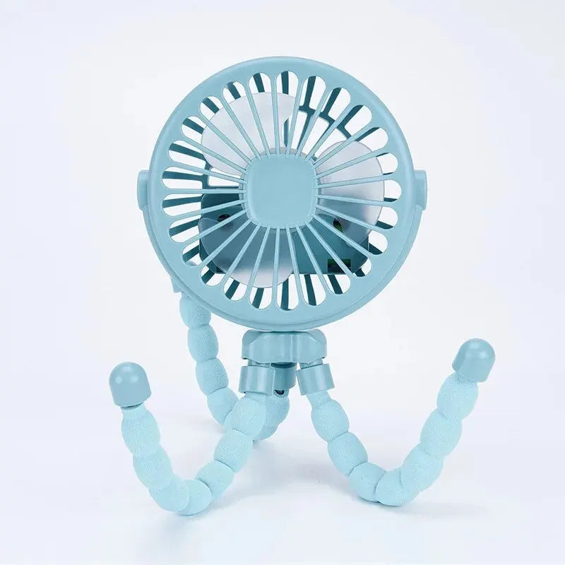 Cute Octopus USB Rechargeable Mini Fan – Blue