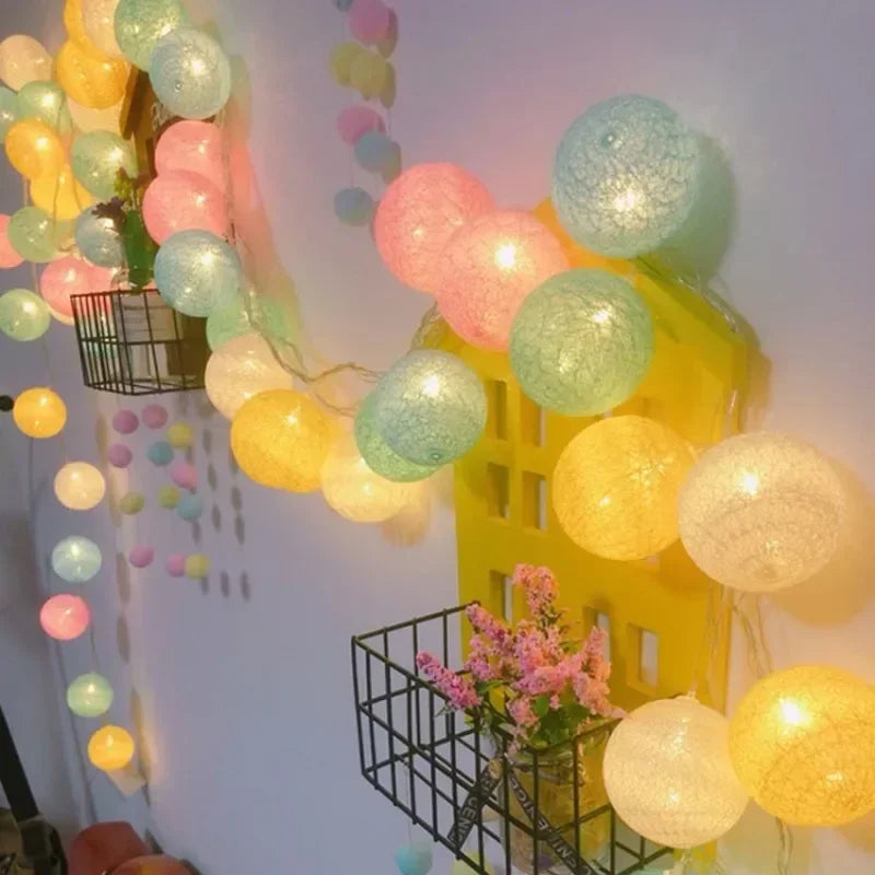 20LED Cotton Ball Fairy String Lights – Multi-Color, 3m / 20 LEDs, China Mainland