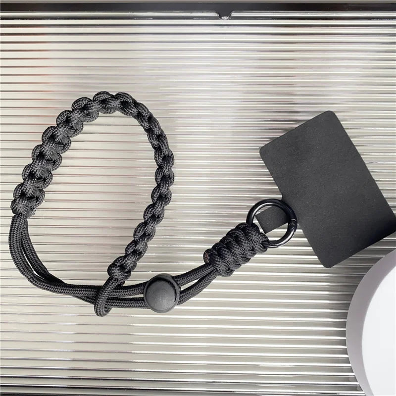 Handwoven Wrist Strap Phone Lanyard – black
