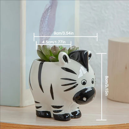 Cute Animal-Themed Ceramic Succulent Planter – Zebra