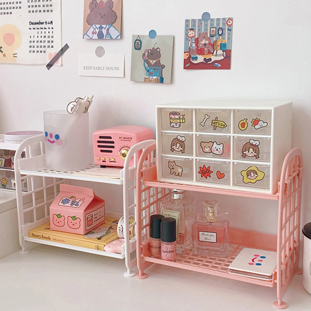 Desktop Storage Shelf Rack - 2-Tier Desk Organizer