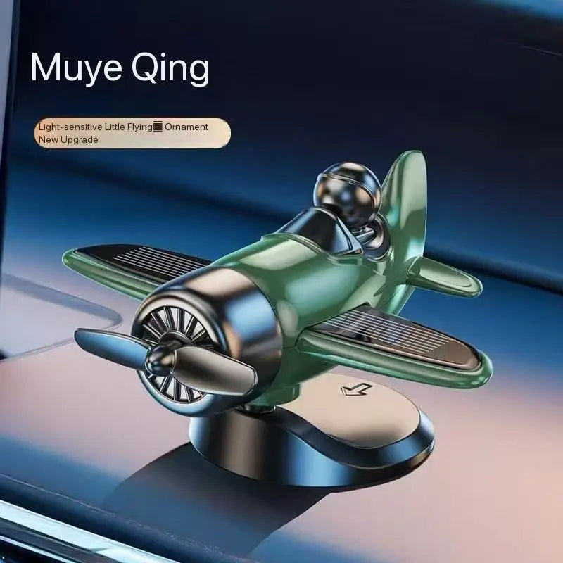 Solar-Powered 360° Rotating Mini Fan Dashboard Ornament – green 1pc