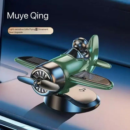 Solar-Powered 360° Rotating Mini Fan Dashboard Ornament – green 1pc