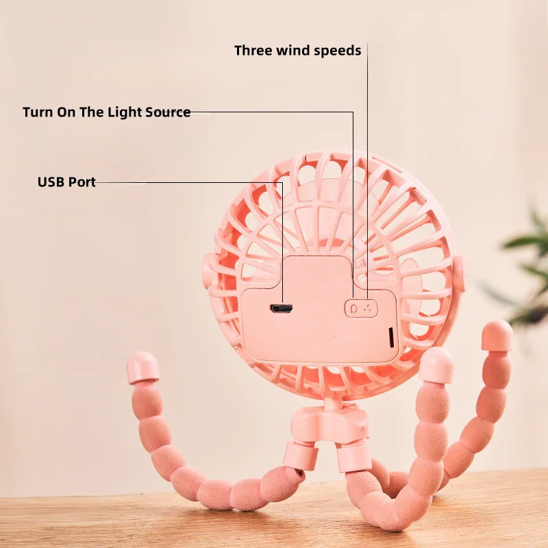 Cute Octopus USB Rechargeable Mini Fan