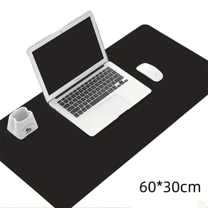 Large Office Desk Protector Mat - Vegan Leather Mouse Pad – black