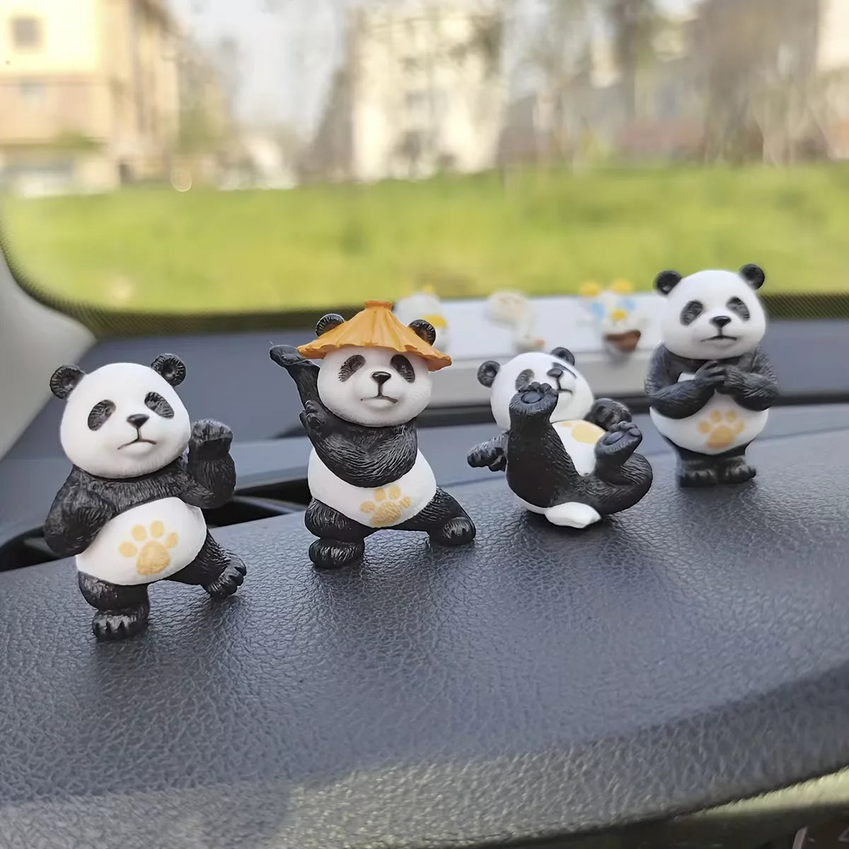 4-Piece Panda Car Dashboard Ornament Set