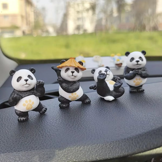 4-Piece Panda Car Dashboard Ornament Set
