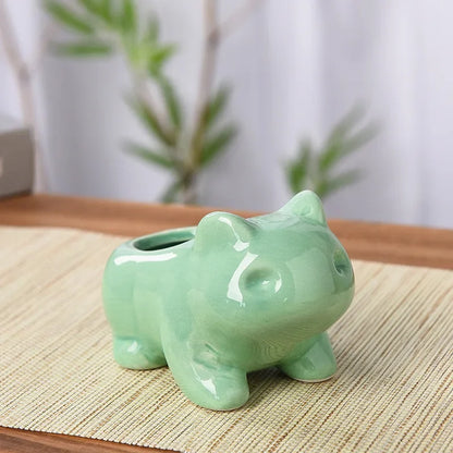 Cute Ceramic Mini Succulent Planter with Drainage – Medium (11x7 cm)