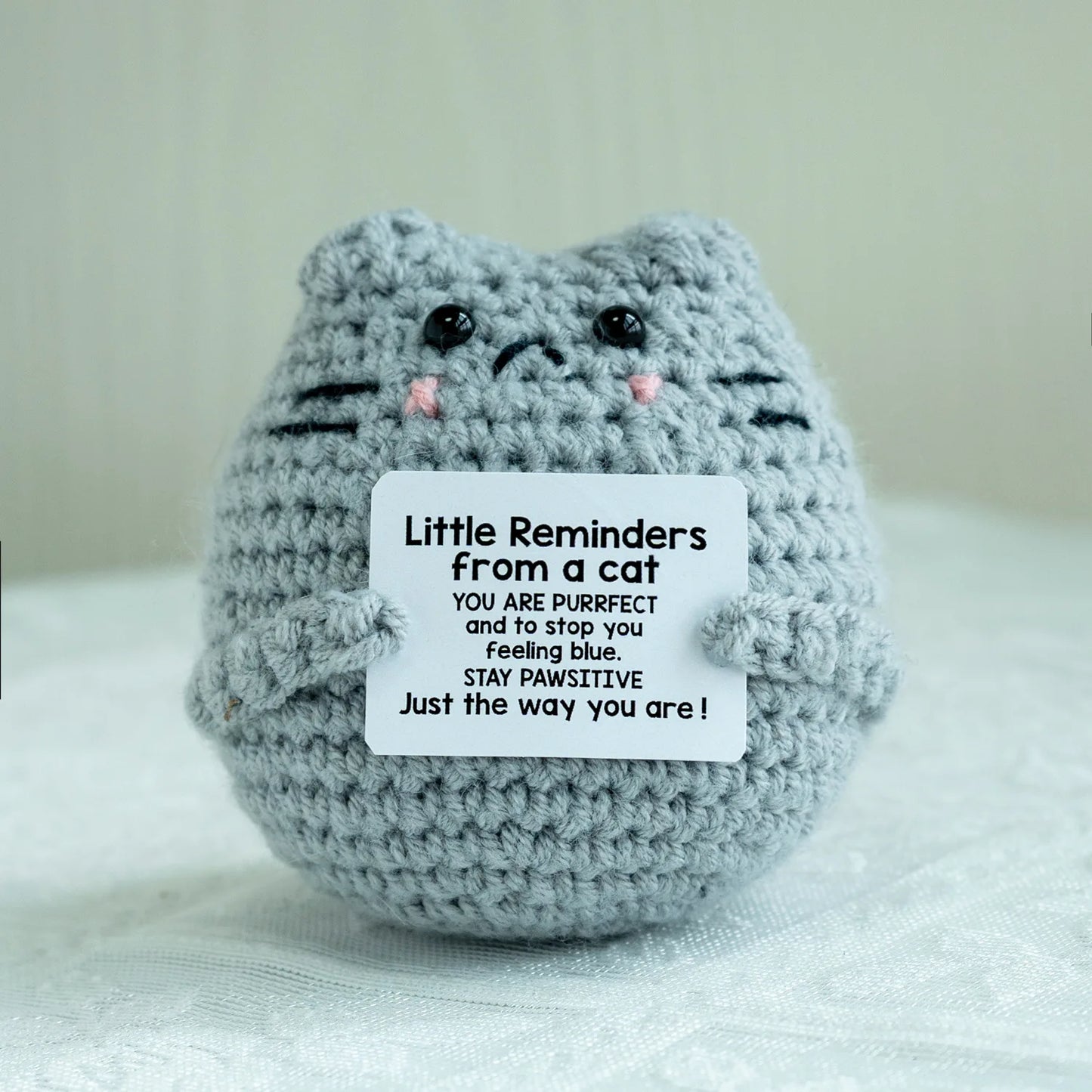 Handmade Crochet Positive Energy Shark Doll – Cat (Gray) Best Friend
