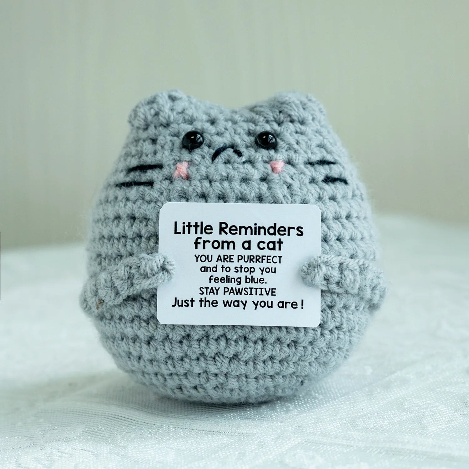 Handmade Crochet Positive Energy Shark Doll – Cat (Gray) Best Friend