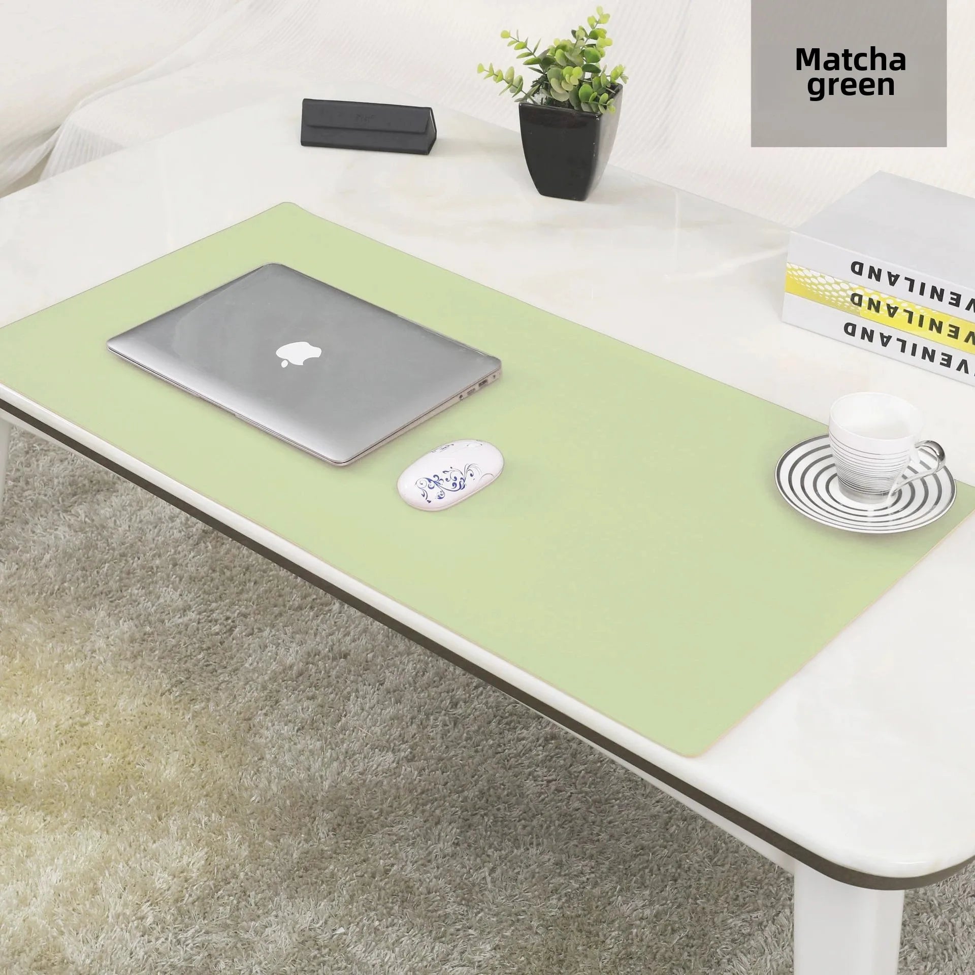 Large Office Desk Protector Mat - Vegan Leather Mouse Pad – green