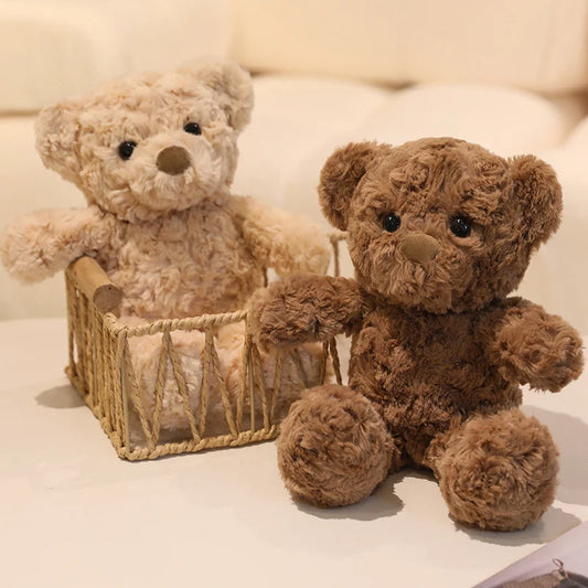 Curly Fur Twisted Teddy Bear Plush 30cm - Brown & Cream