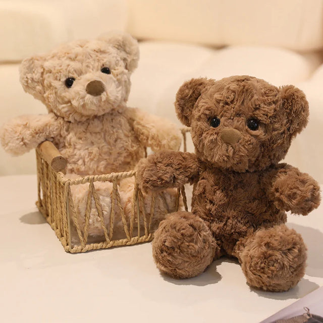 Curly Fur Twisted Teddy Bear Plush 30cm - Brown & Cream