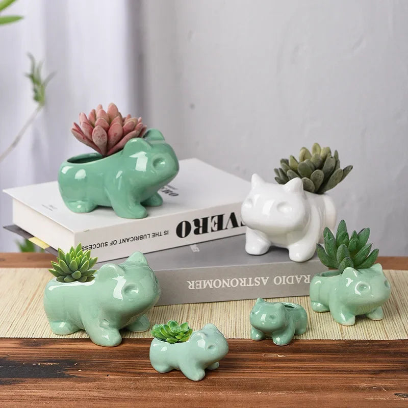 Cute Ceramic Mini Succulent Planter with Drainage