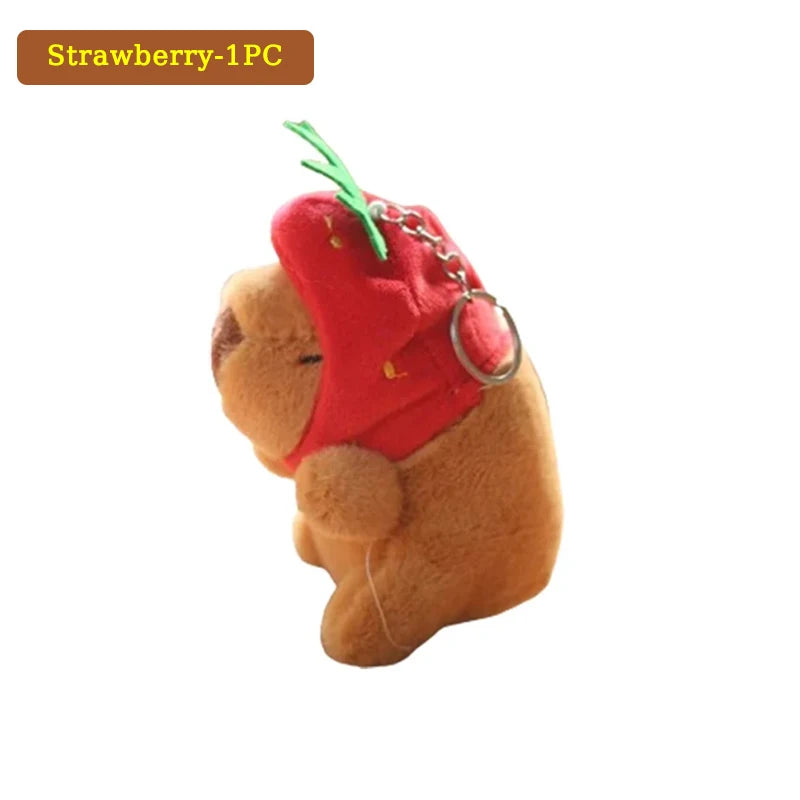 Mini Capybara Pendant Plush Keychain - 16 Variants – Strawberry 1PC